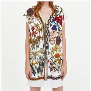 Zara Rubberised Print Floral Shift Dress Medium